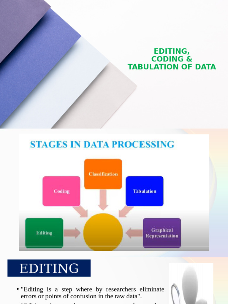 Data Editing, Coding, and Tabulation Guide | PDF | Questionnaire | Data