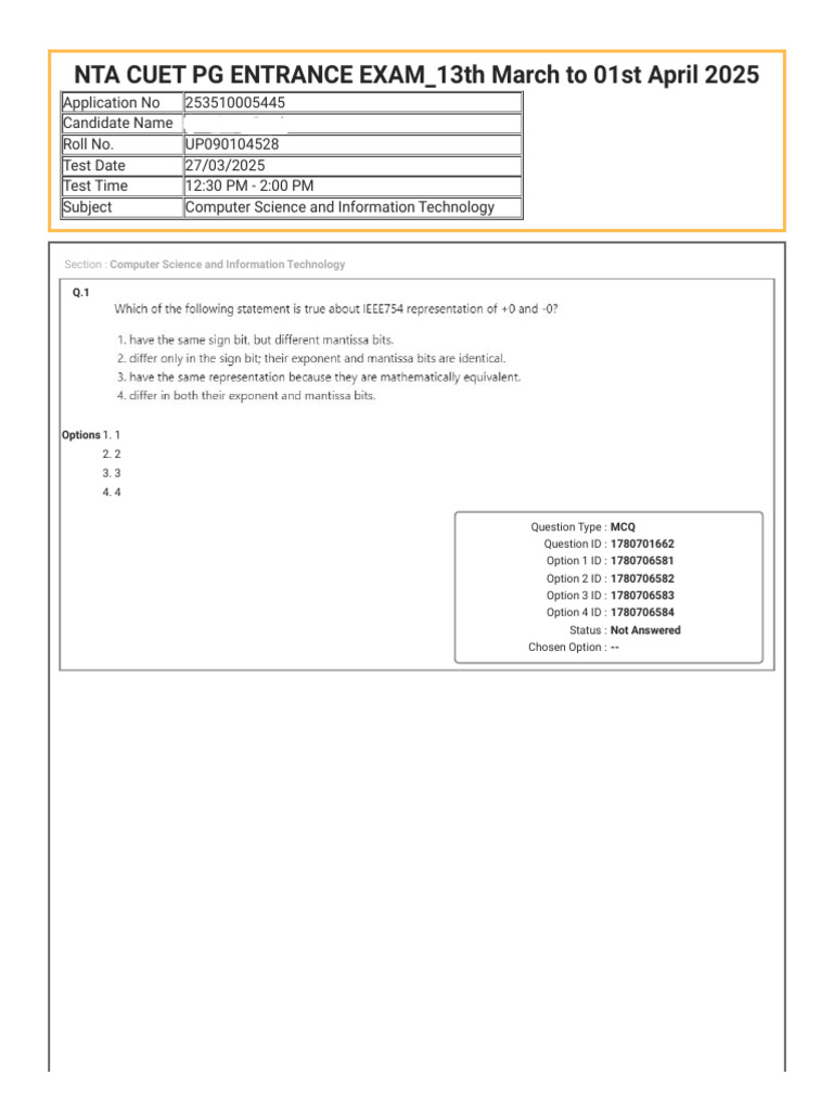CUET PG Computer Science MCQs 2025 | PDF | Multiple Choice | Chess Theory
