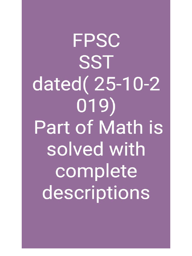 FPSC Math | PDF