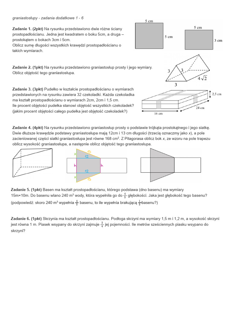 Graniastosłupy 01 - 06 | PDF