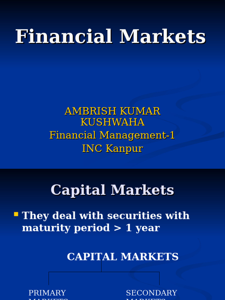 Overview of Financial Markets and Instruments | PDF | Bonds (Finance ...