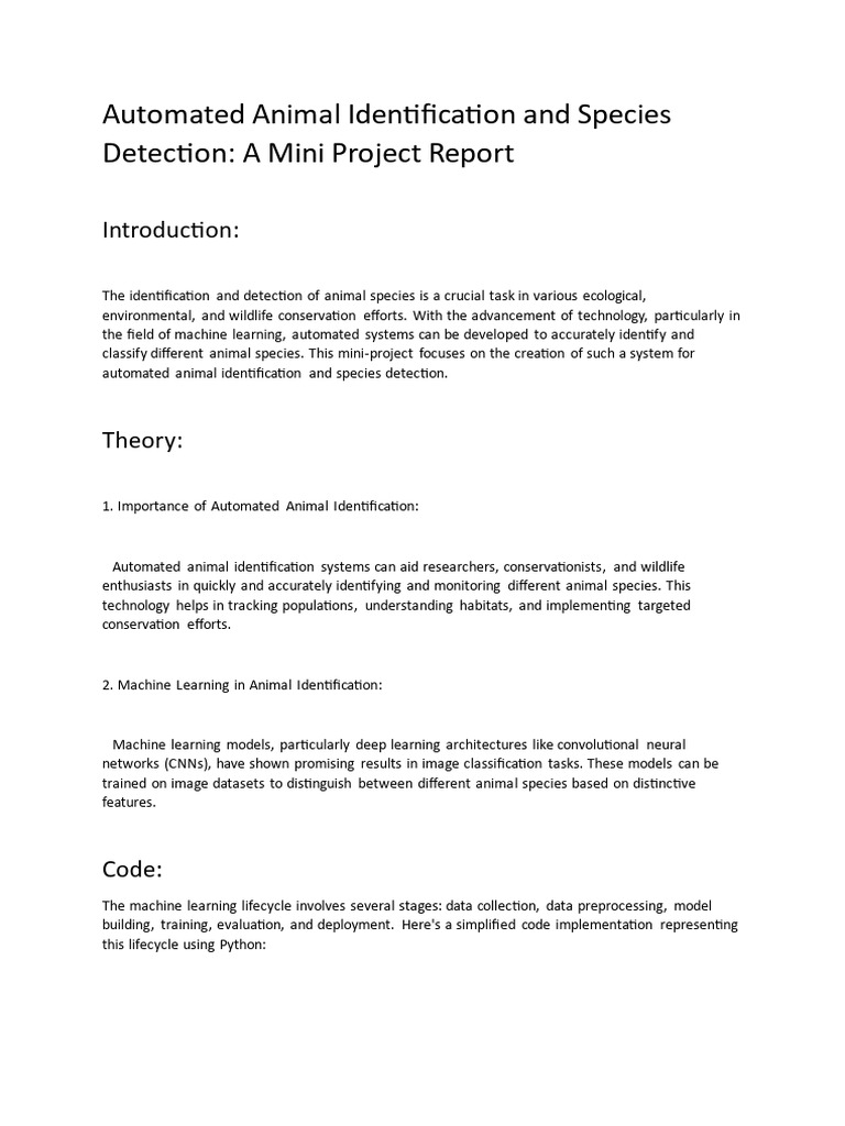 Automated Animal Species Detection System | PDF | Machine Learning ...