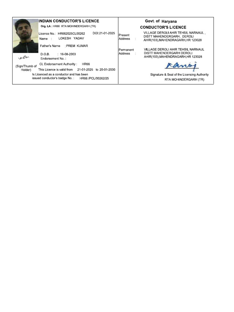 Lokesh Conductor License | PDF