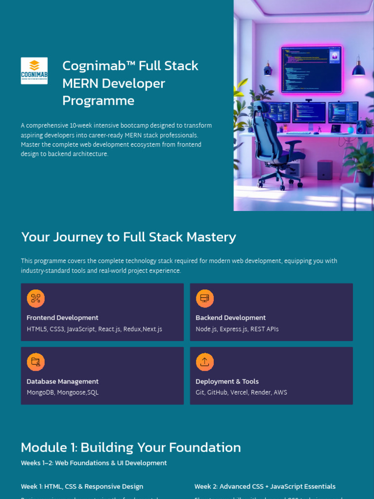 Cognimab Full Stack MERN Developer Programme | PDF | Java Script ...