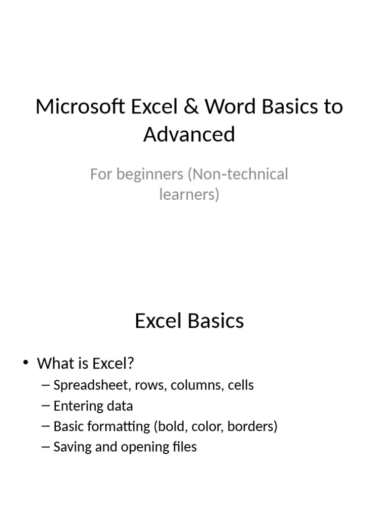 Excel & Word: Beginner to Advanced Guide | PDF