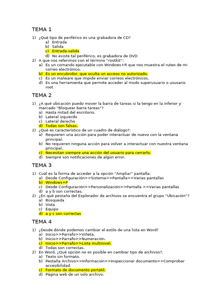 Preguntas Test Informatica Mias2 | PDF | Informática | Software