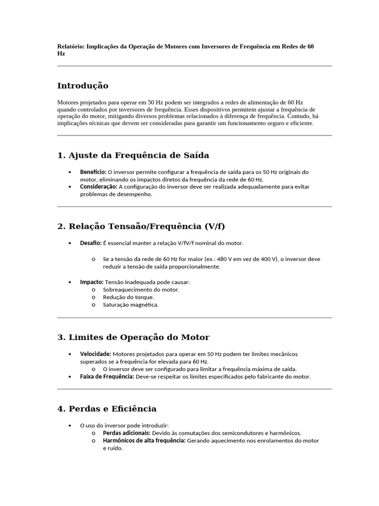 Relatório_5060 PDF Motores Frequência — free download