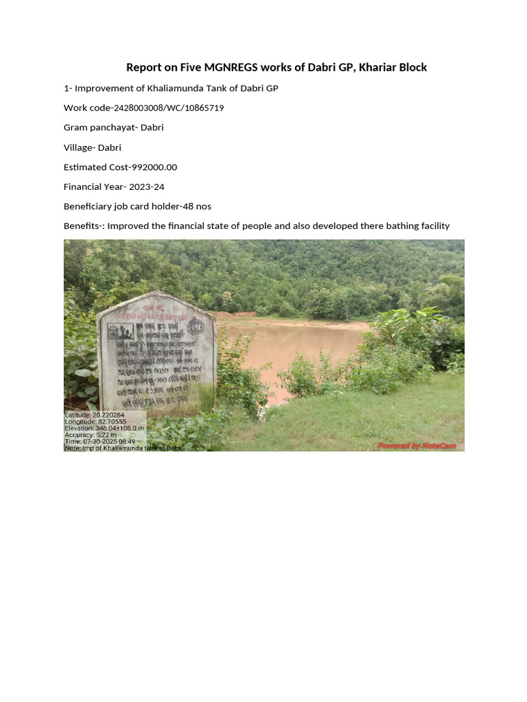 MGNREGS Projects in Dabri GP Report | PDF