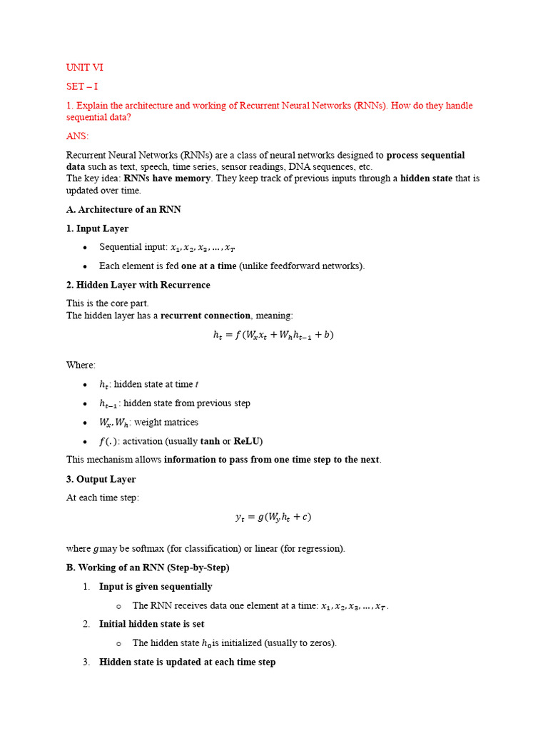 RNN Architecture and BPTT Explained | PDF | Learning | Algorithms