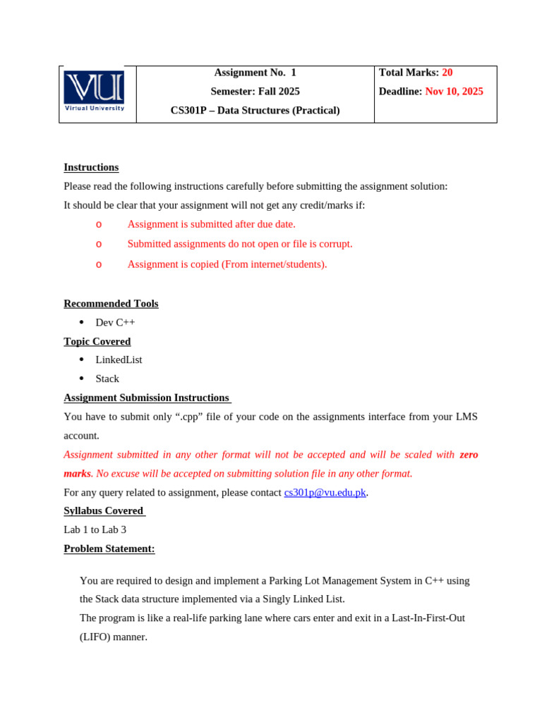 Fall 2025_CS301P_1 | PDF | C++ | Programming Paradigms