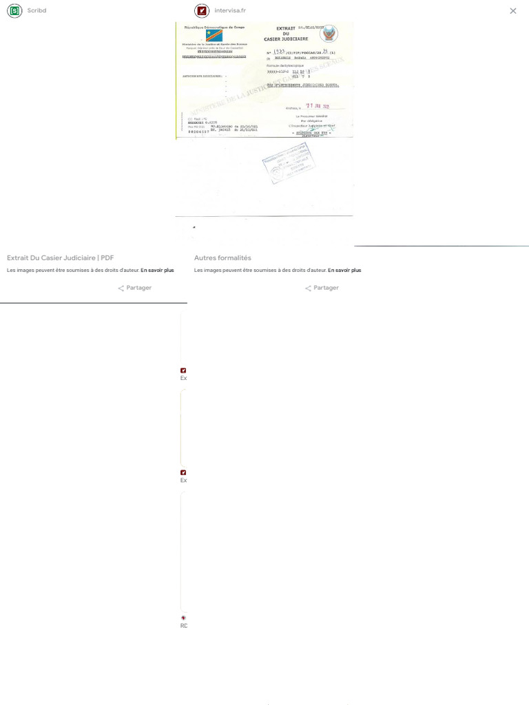 Extrait du Casier Judiciaire RDC | PDF