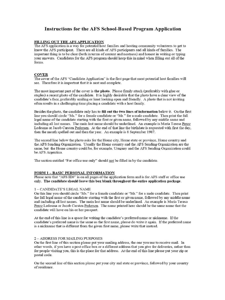 Intructions To Fill Application Form | PDF