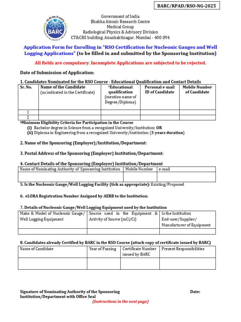 RSO Certification Application Form | PDF