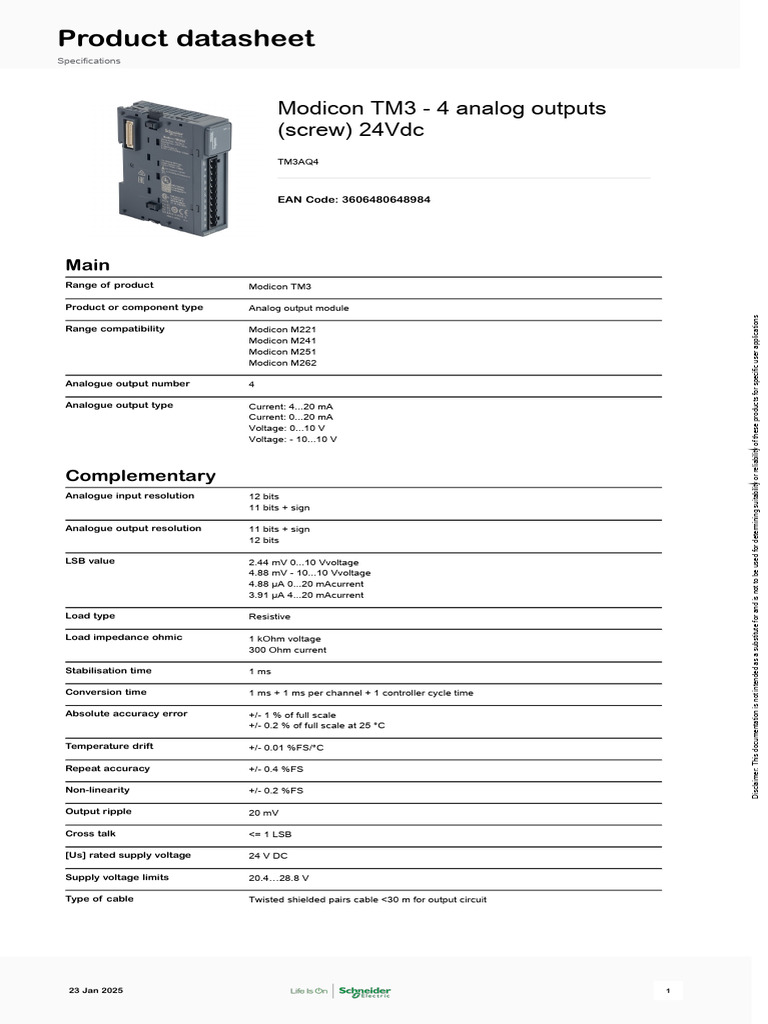 Modicon TM3 Analog Output Module | PDF | Programmable Logic Controller ...