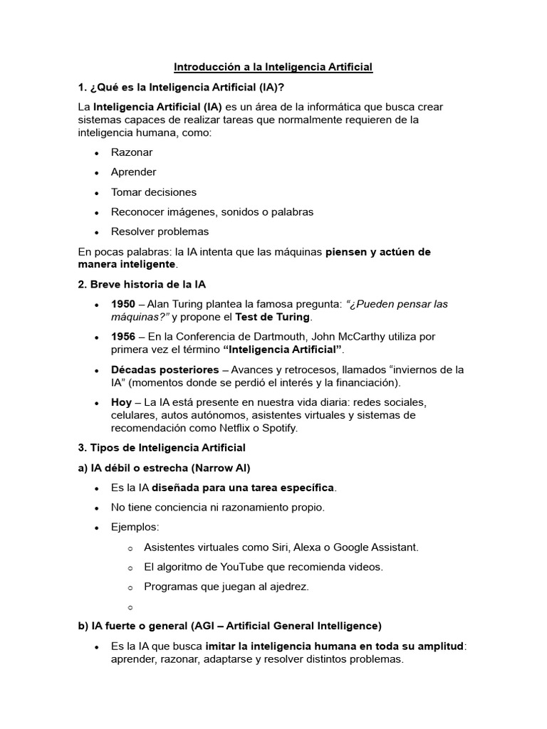 Introducción a la Inteligencia Artificial | PDF | Inteligencia ...