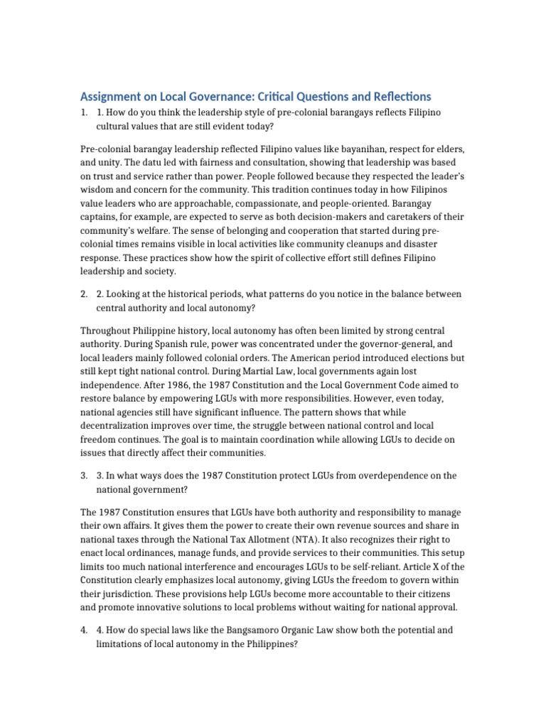Local Governance in the Philippines: Insights | PDF | Governance ...