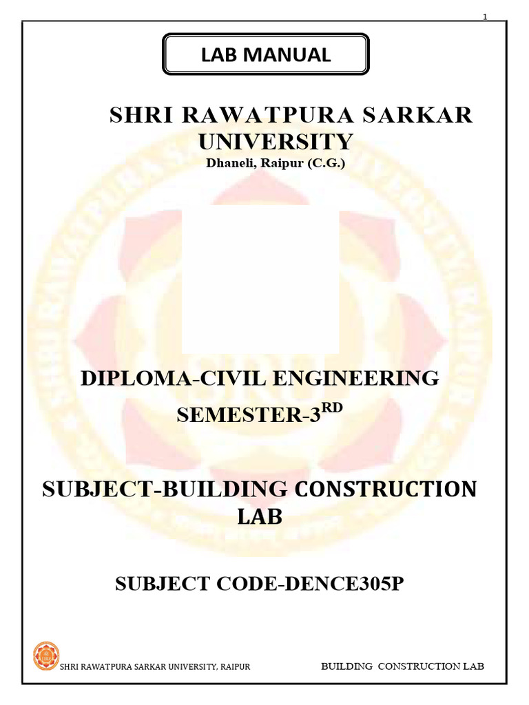 Building Construction Lab Manual for Civil Engineering | PDF | Stairs ...