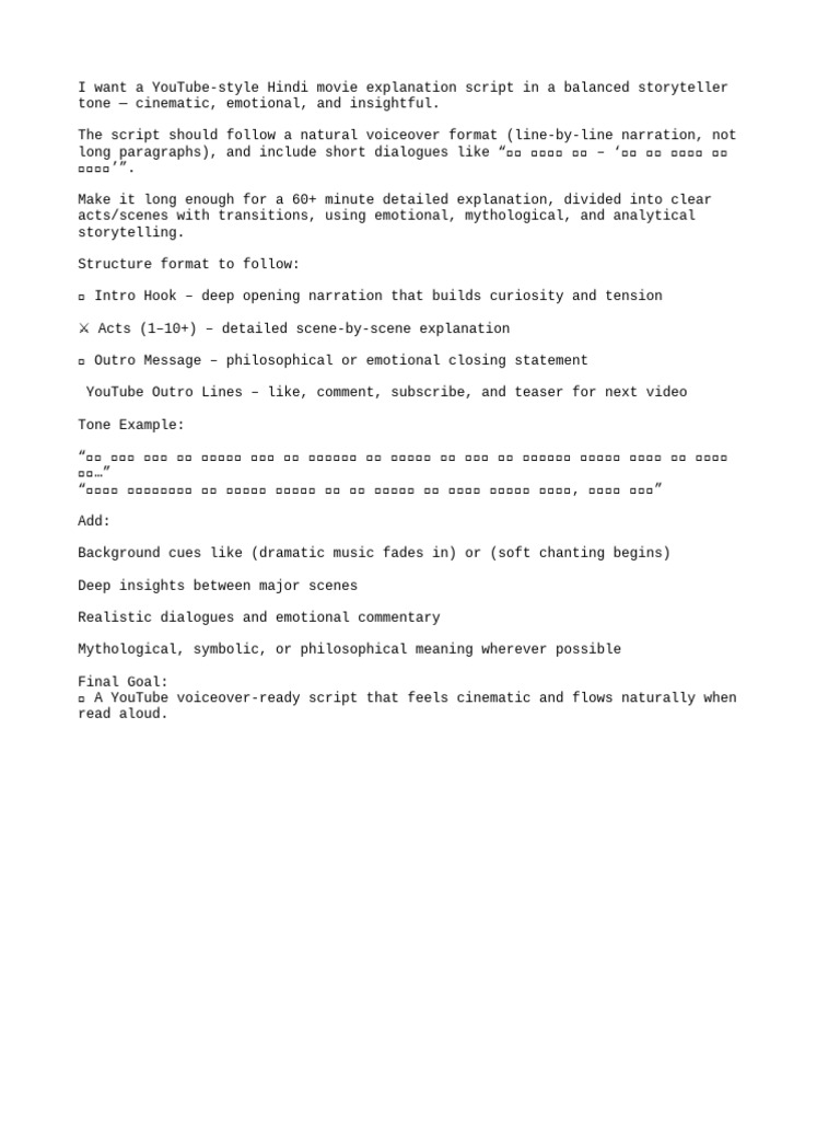 Cinematic Hindi Movie Script Outline | PDF