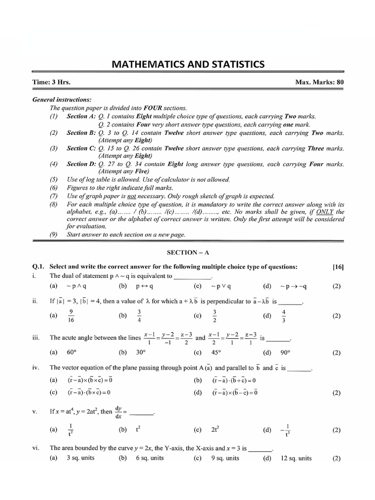 Maths Full Portion Practice Paper | PDF
