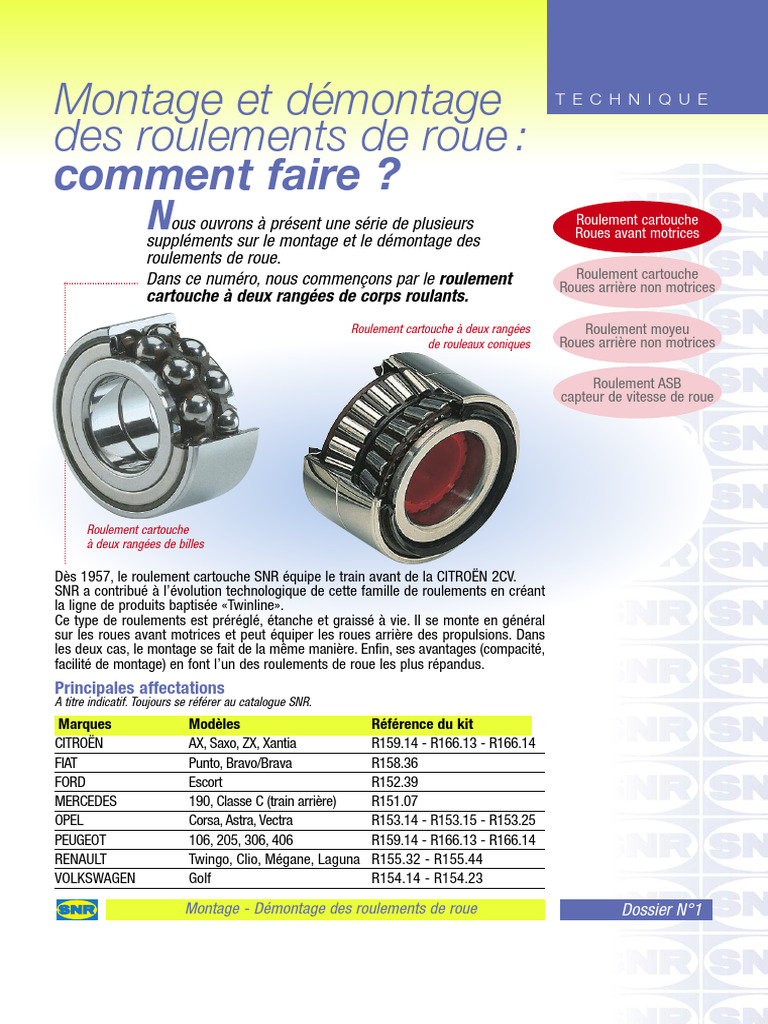 Montage des roulements de roue SNR | PDF | Industrie automobile ...