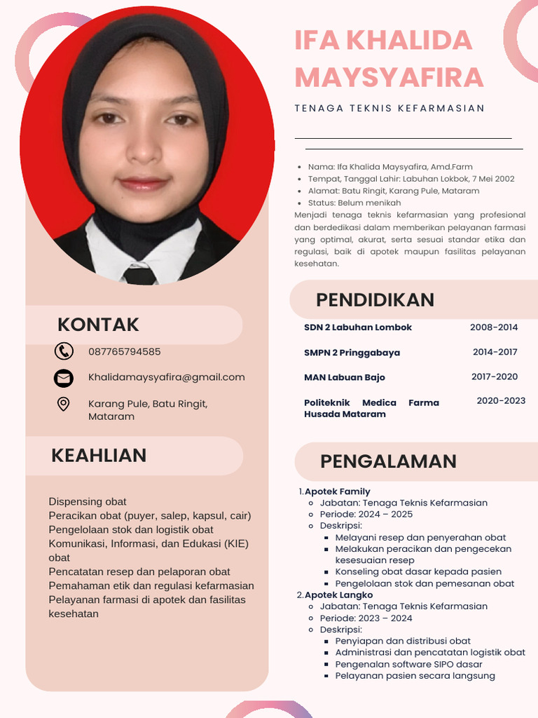 Tenaga Teknis Kefarmasian Ifa Khalida | PDF