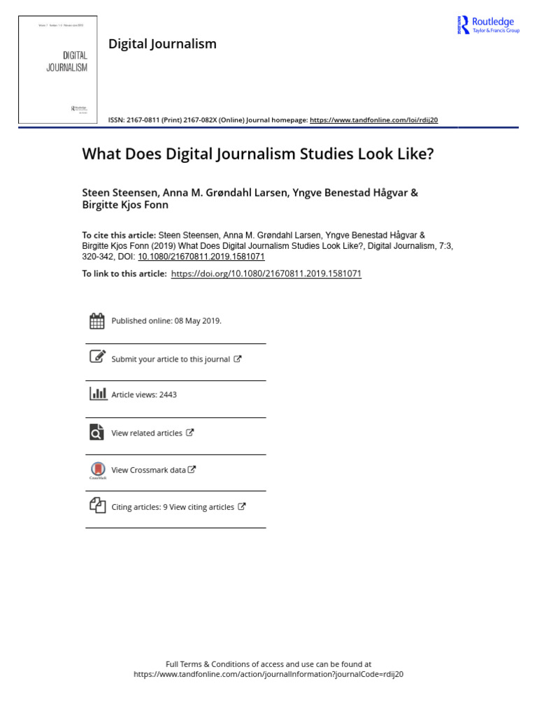 Steensen Et Al - What Does Digital Journalism Look Like | PDF ...