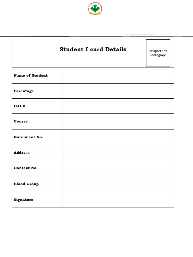 Student I-card Information Template | PDF