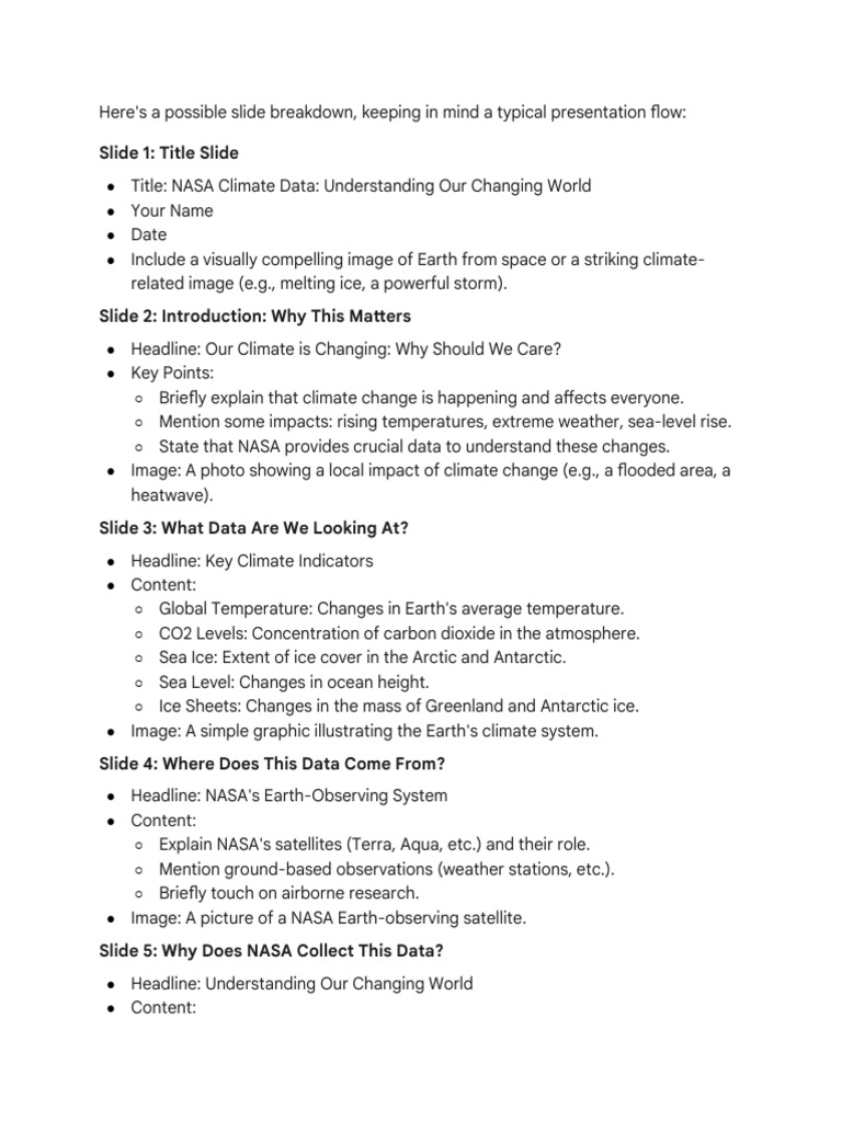 NASA Climate Data Presentation Guide | PDF | Climate Change | Sea Level ...
