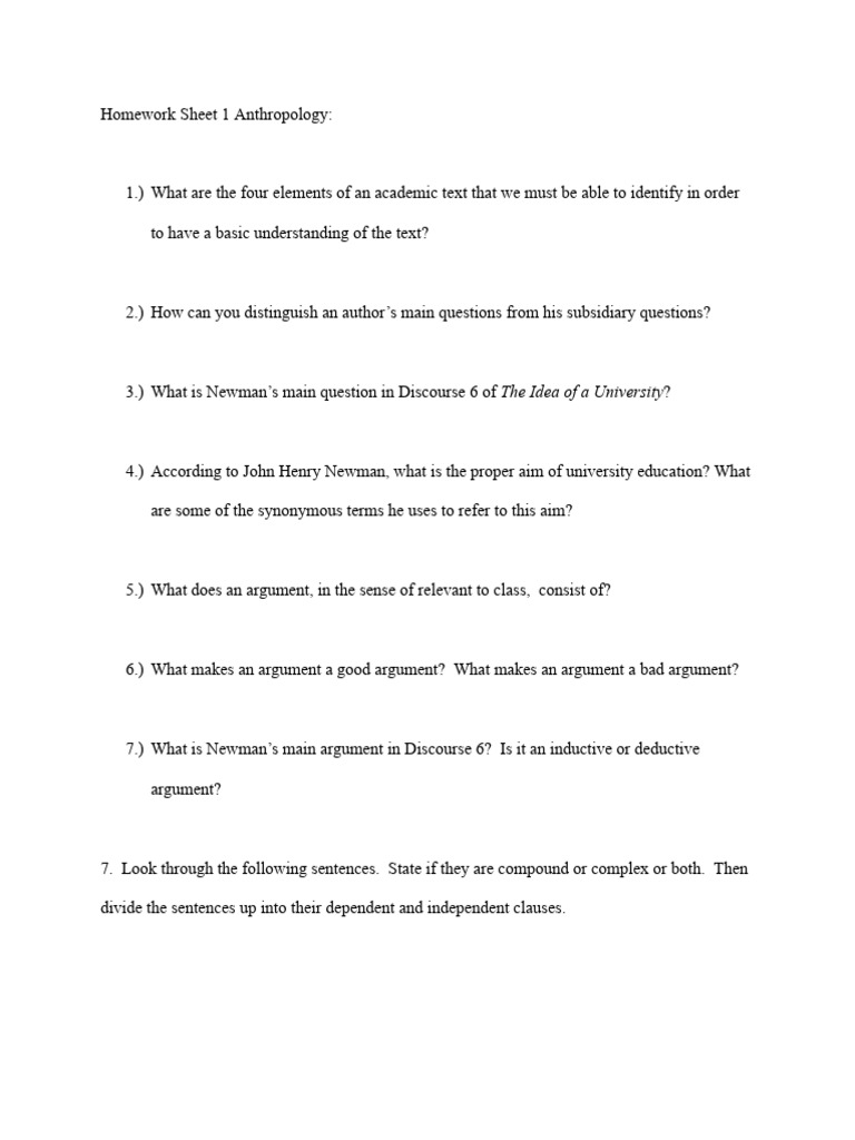 Homework Sheet 1 Anthropology | PDF | Knowledge | Argument