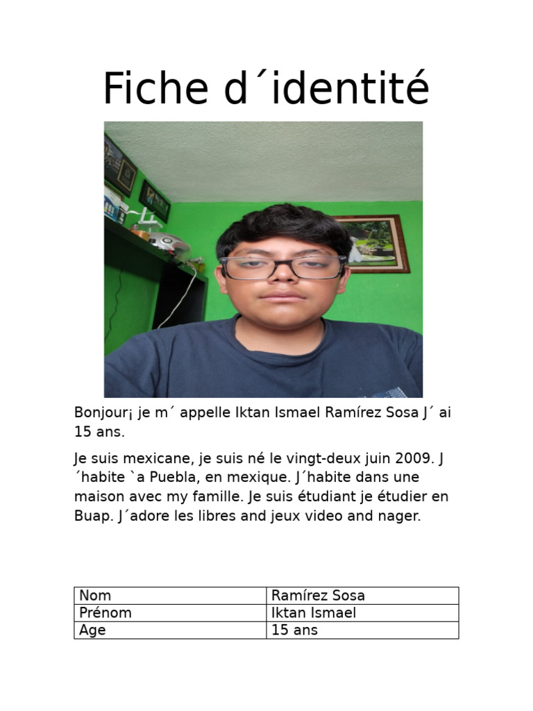 Fiche d'identité d'Iktan Ismael Ramírez | PDF