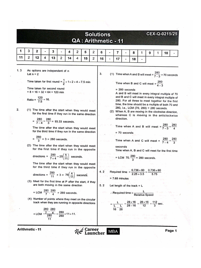 Solution Arithmetic - 11 | PDF