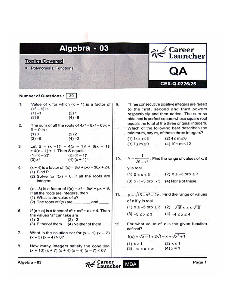 Algebra 03 | PDF
