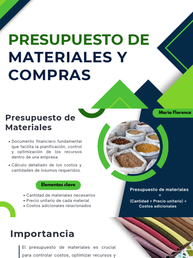 Presupuesto de Materiales y Compras | PDF | Presupuesto | Economias