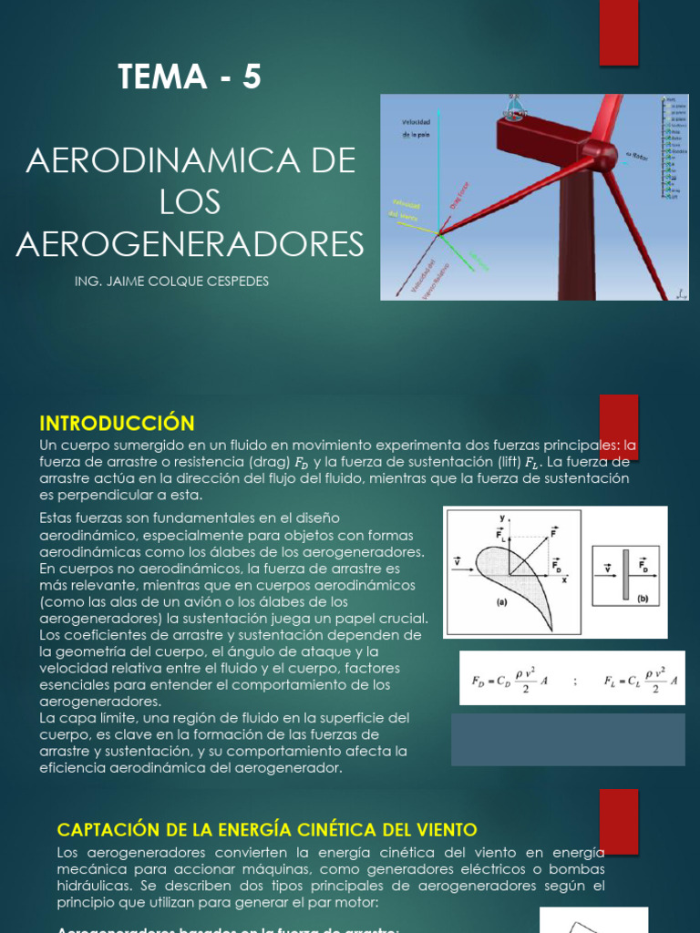 Tema-5 Aerodinamica de Los Aerogeneradores | PDF | Arrastrar (Física ...