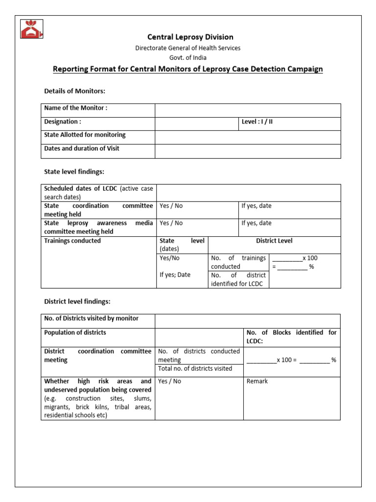 005 Reporting Format For Central Monotors LCDC | PDF