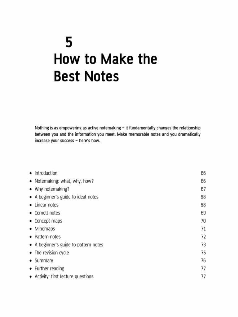 How To Make Best Note Ch.5 | PDF