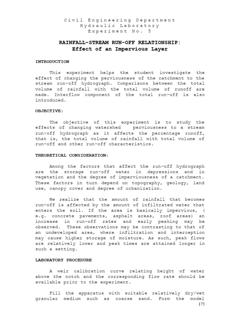 Rainfall-Runoff Study with Impervious Layer | PDF | Surface Runoff ...