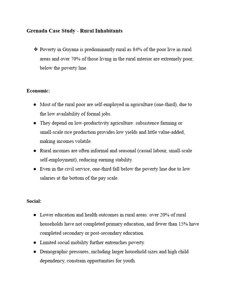 Grenada Case Study - Rural Inhabitants | PDF | Poverty | Poverty ...