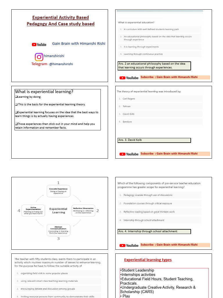 Experiential Activity-Based Pedagogy Guide | PDF | Learning | Cognitive ...