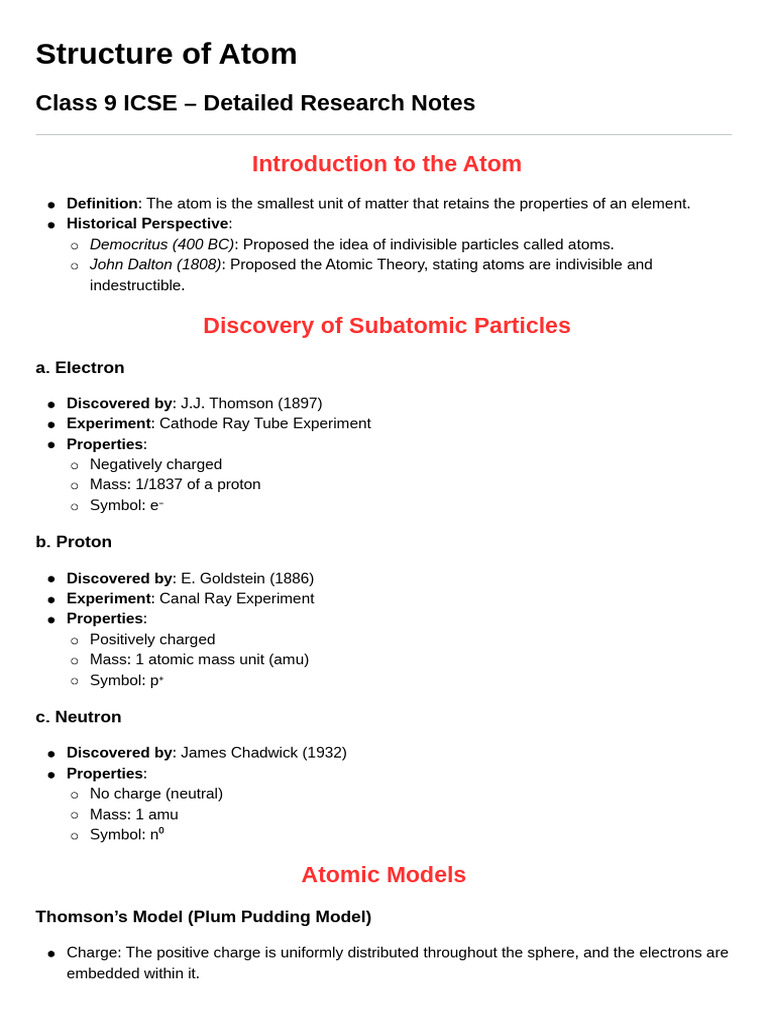 Structure of Atom - 20251103 - 174424 - 0000 | PDF | Atoms | Atomic Nucleus