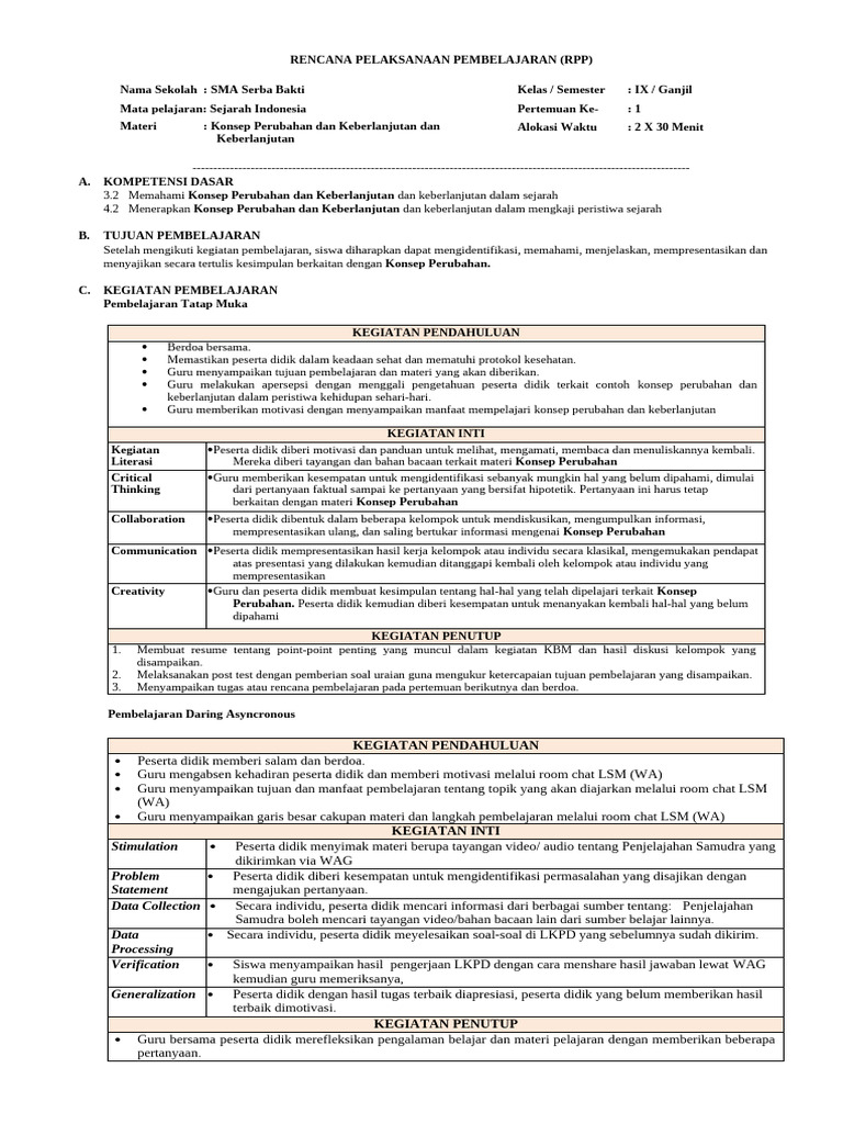 RPP 2 & lampiran - Konsep Perubahan dan Keberlanjutan | PDF