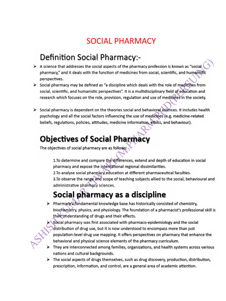 Introduction To Social Pharmacy - PDF | PDF | Pharmacy | Pharmacist