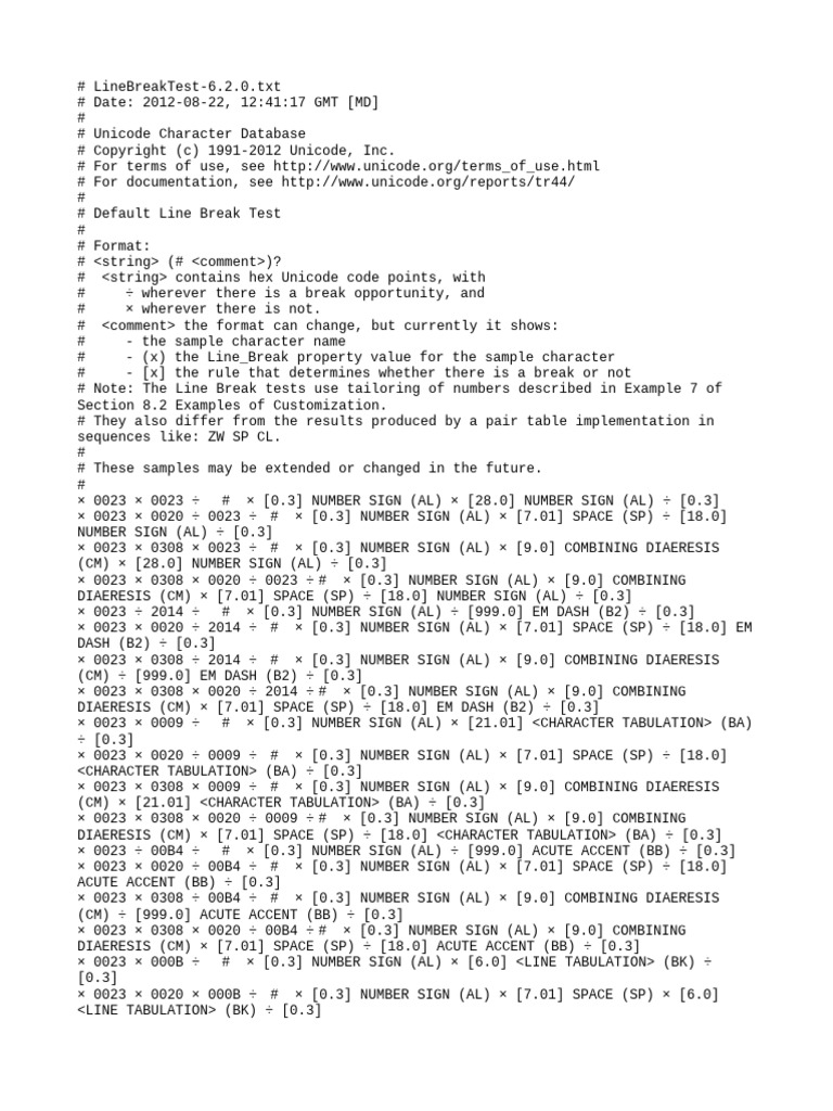 Line Break Test | PDF | Notation | Text