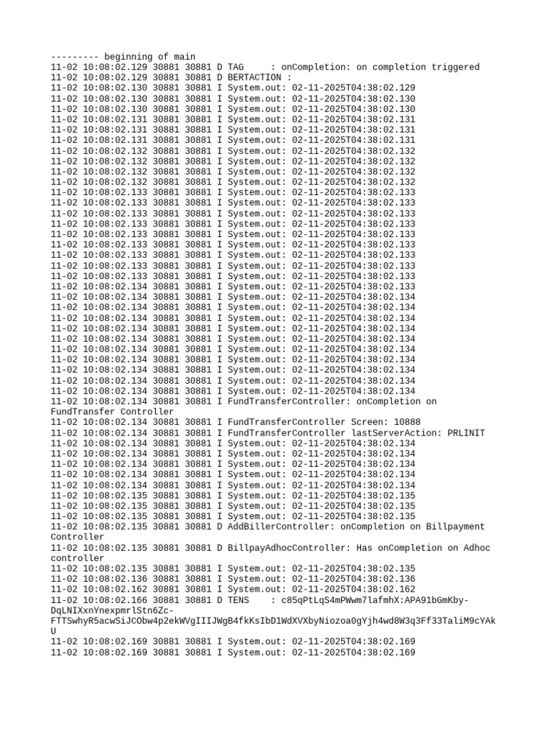 Fund Transfer and Bill Payment Logs | PDF | Computing | System Software