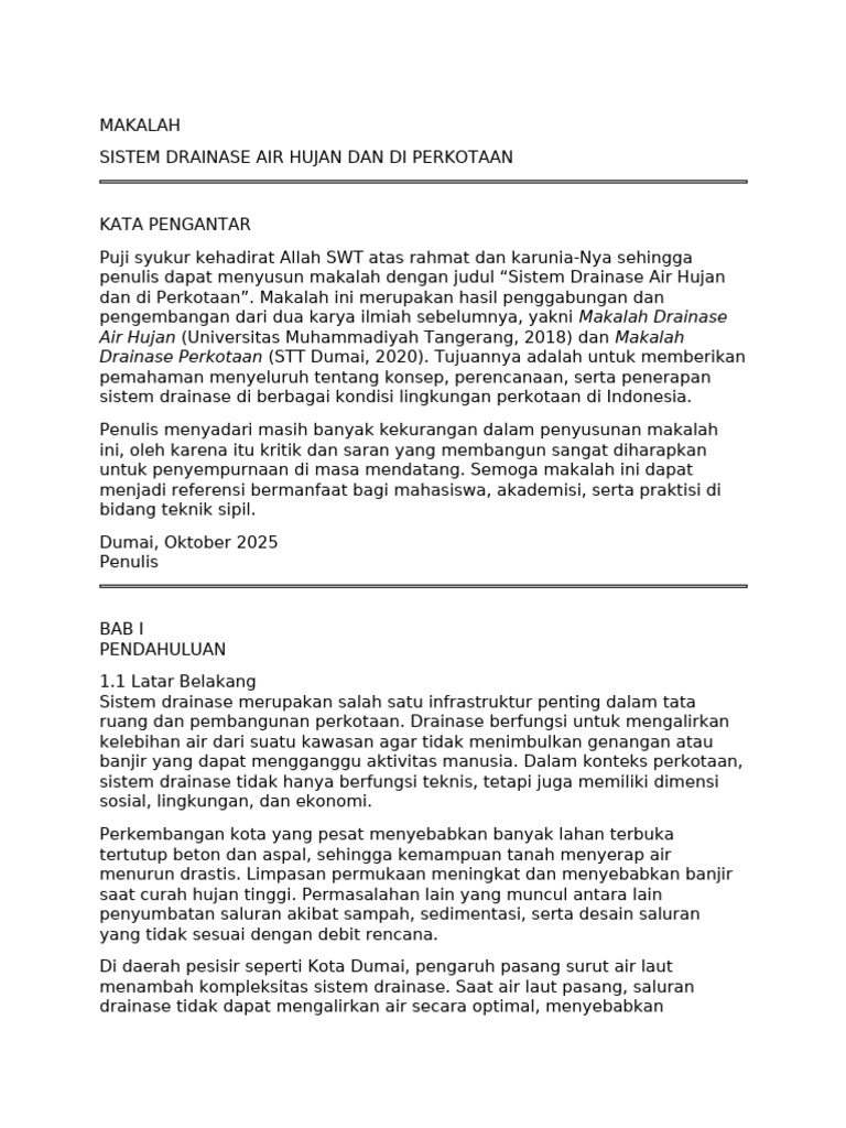 Sistem Drainase Perkotaan di Indonesia | PDF