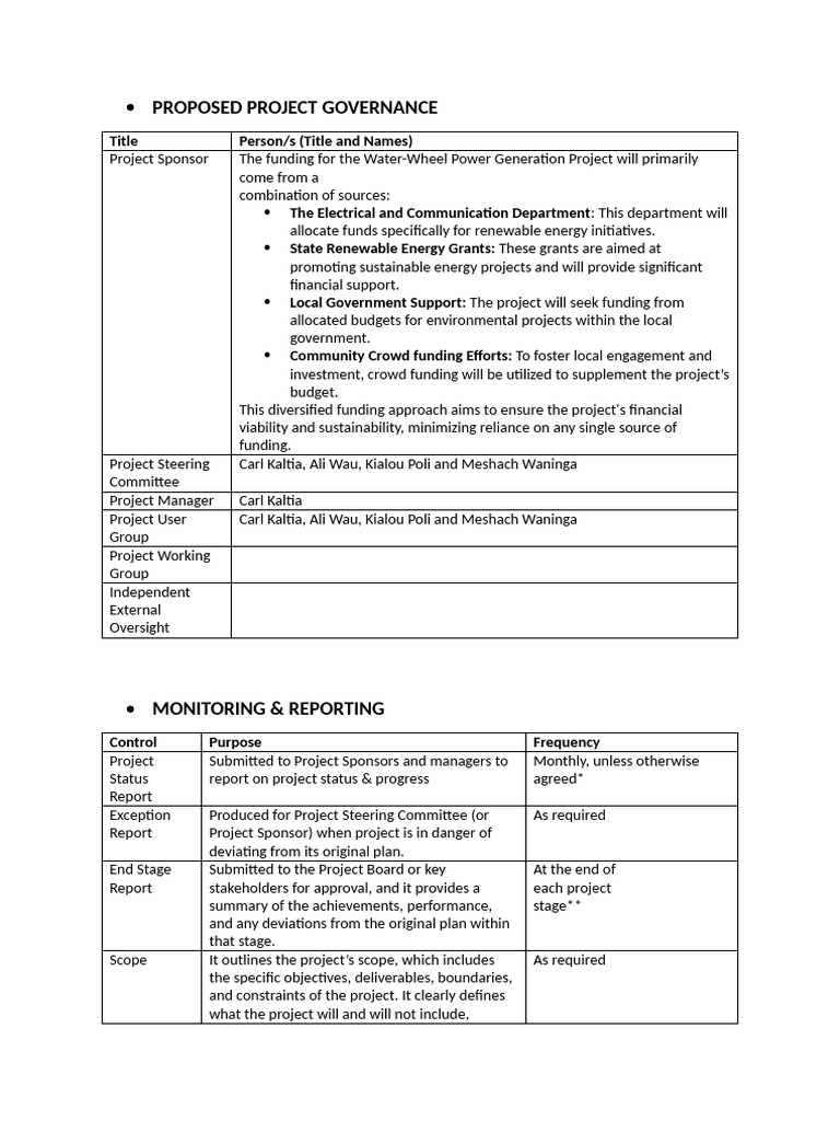 Project PLan | PDF | Governance