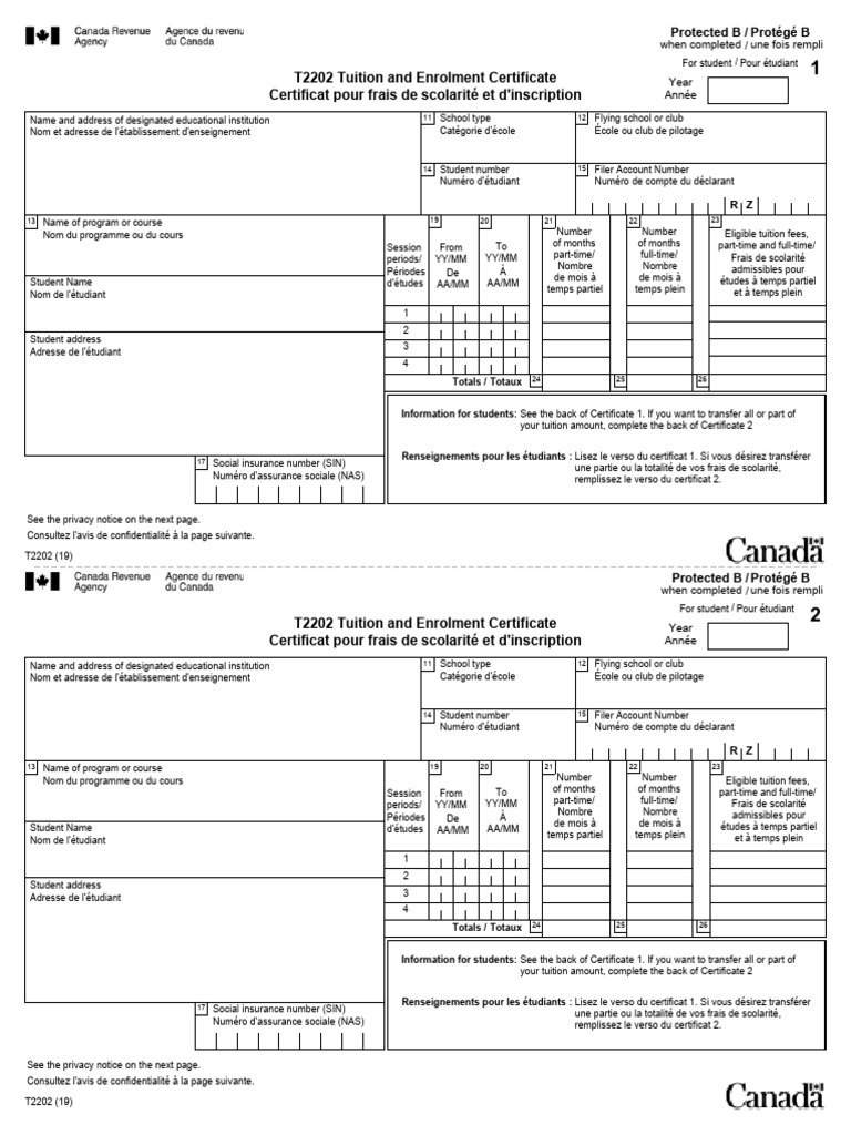 Certificat T2202 : Frais de Scolarité | PDF | Impôts | Confidentialité
