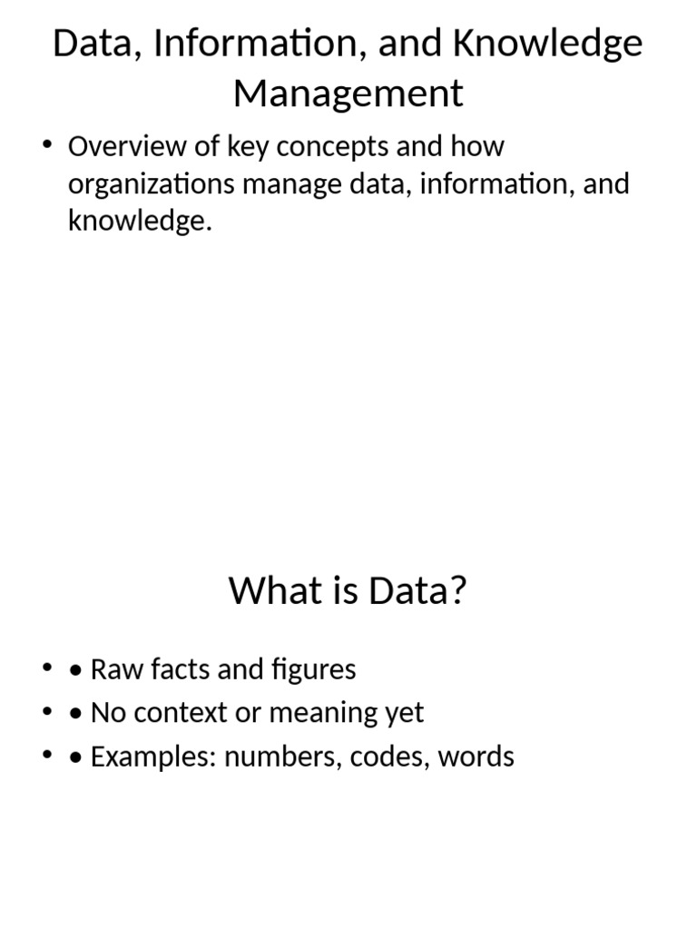Data, Information, and Knowledge Management | PDF