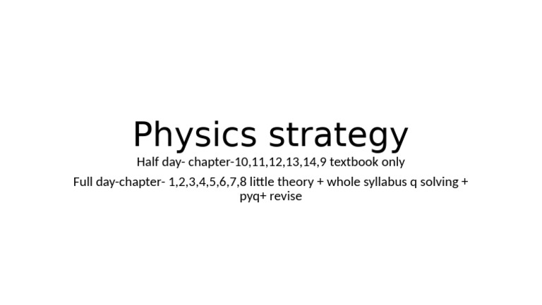 Physics Strategy Pdf