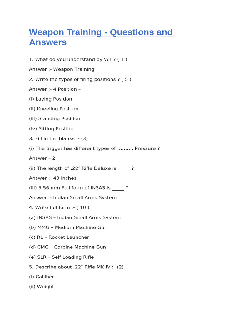 Weapon Training Q&A Guide | PDF | Rifle | Trigger (Firearms)